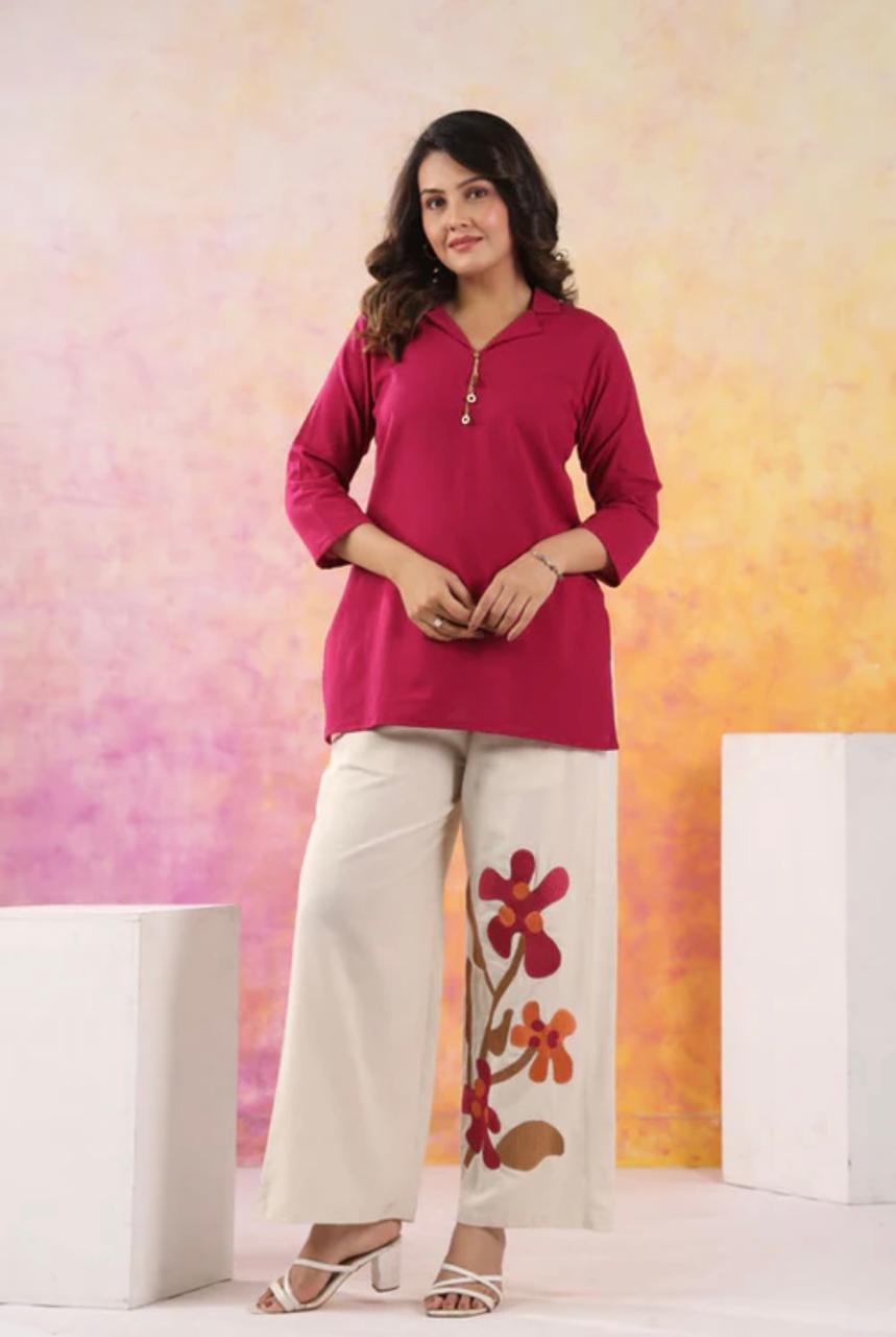 Maroon Pure Cotton Ethnic Co Ord Sets for Women, Organic Eco-Friendly Co-Ord Set for Women Style, Stylish Fabric COD-SET