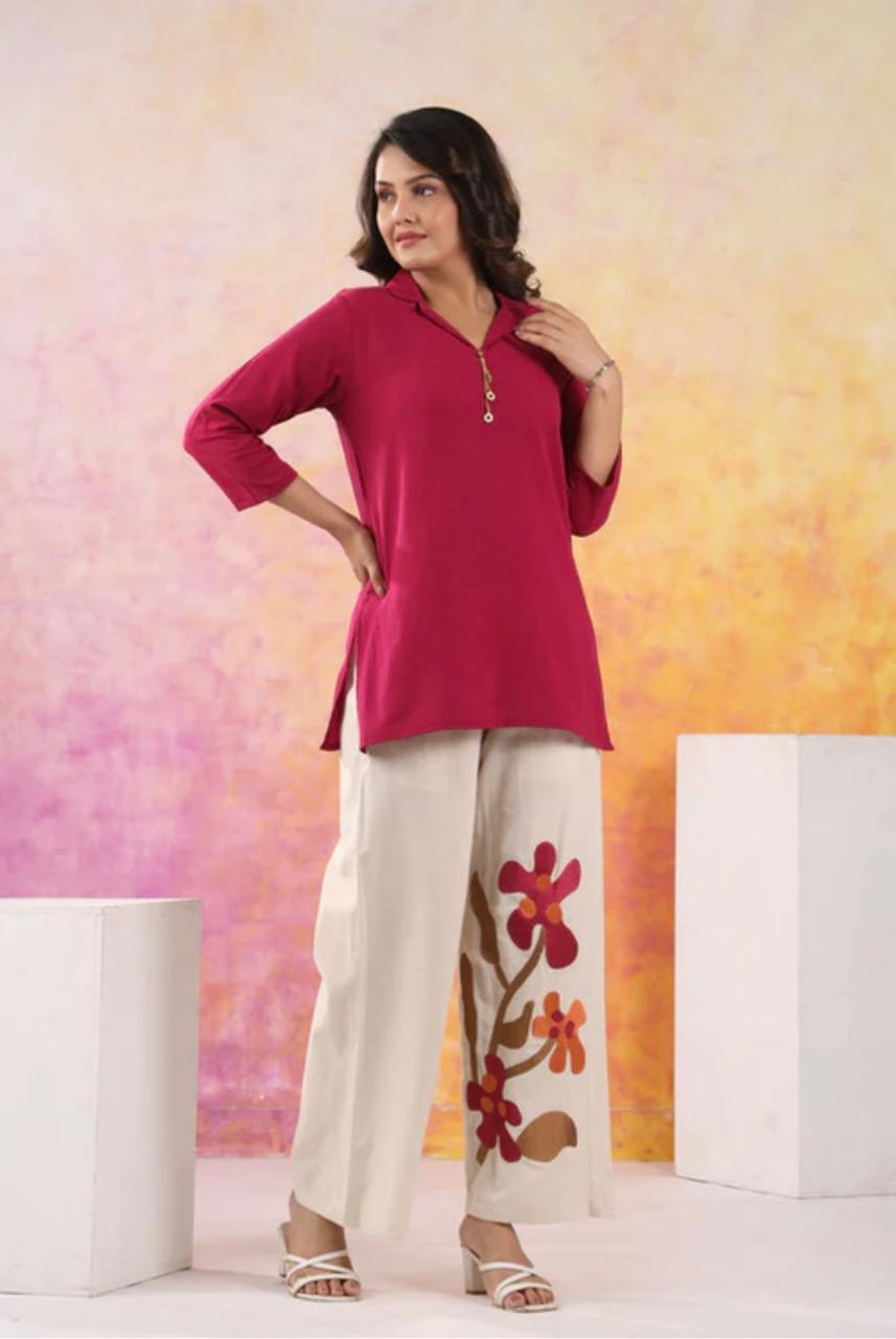 Maroon Pure Cotton Ethnic Co Ord Sets for Women, Organic Eco-Friendly Co-Ord Set for Women Style, Stylish Fabric COD-SET