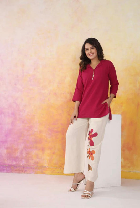 Maroon Pure Cotton Ethnic Co Ord Sets for Women, Organic Eco-Friendly Co-Ord Set for Women Style, Stylish Fabric COD-SET