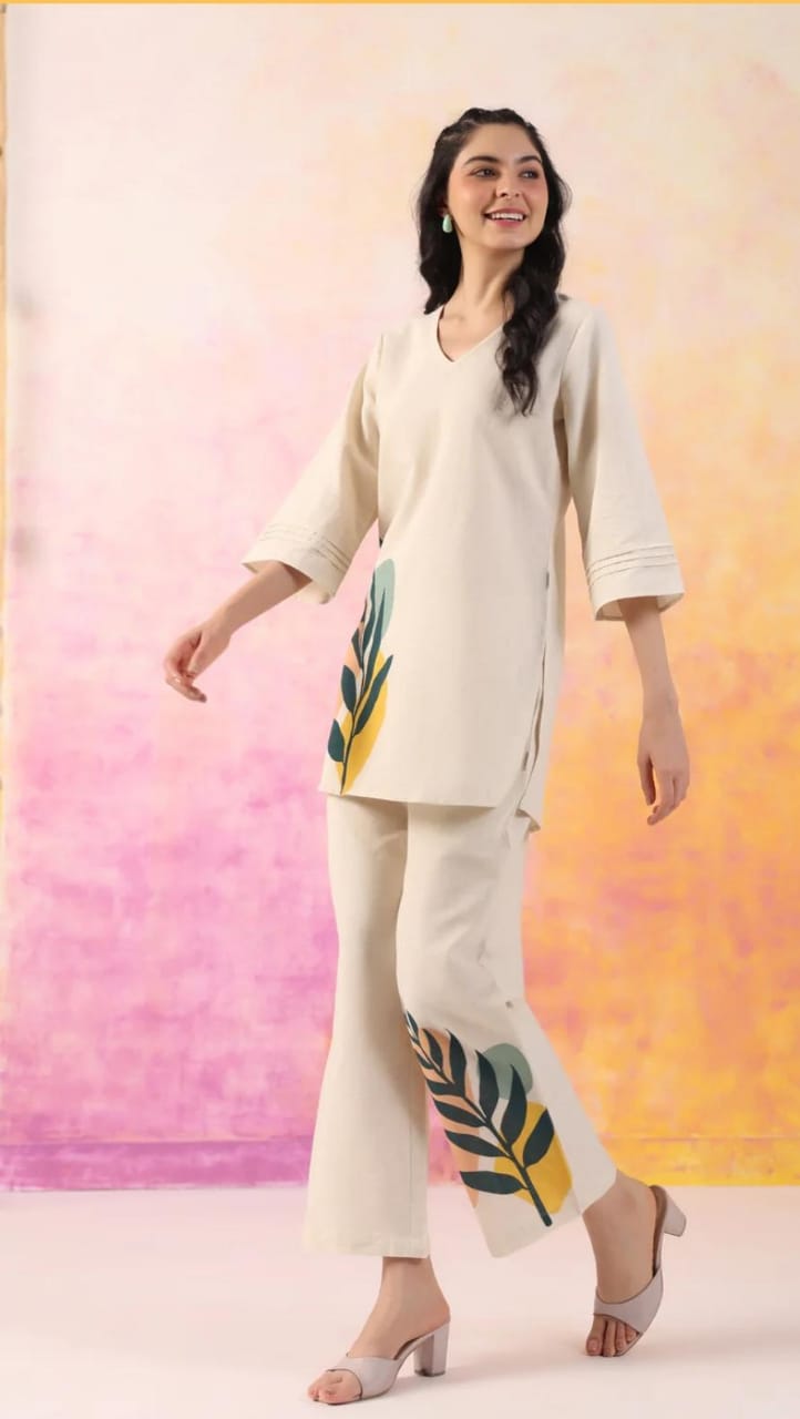 2 Pcs - Pure Cotton Flex Ethnic Co Ord Sets for Women, Organic Eco-Friendly Co-Ord Set for Women Style, Stylish Fabric COD-SET