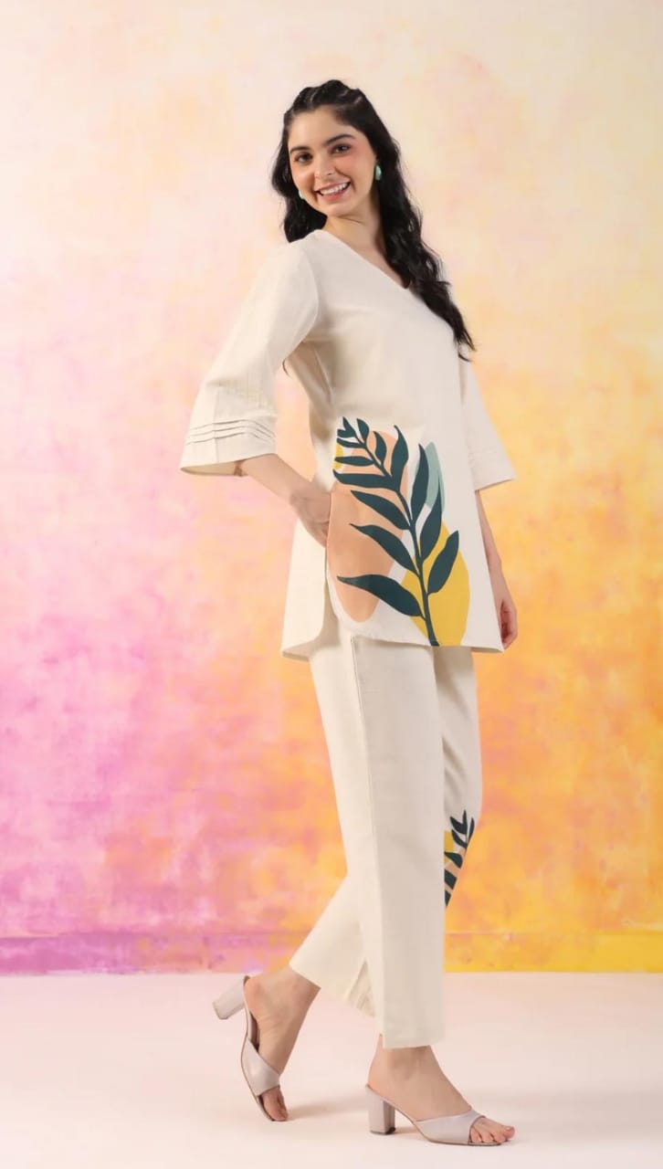2 Pcs - Pure Cotton Flex Ethnic Co Ord Sets for Women, Organic Eco-Friendly Co-Ord Set for Women Style, Stylish Fabric COD-SET