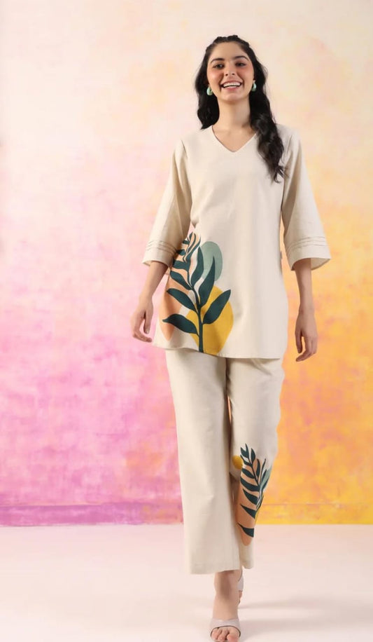 2 Pcs - Pure Cotton Flex Ethnic Co Ord Sets for Women, Organic Eco-Friendly Co-Ord Set for Women Style, Stylish Fabric COD-SET