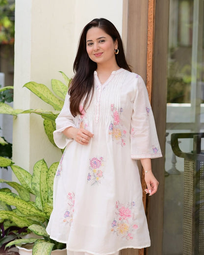 Mul Cotton A-Line Kurta Set with Palazzo – Elegant 2 Piece Set for Women, Available in 5 Beautiful Colors
