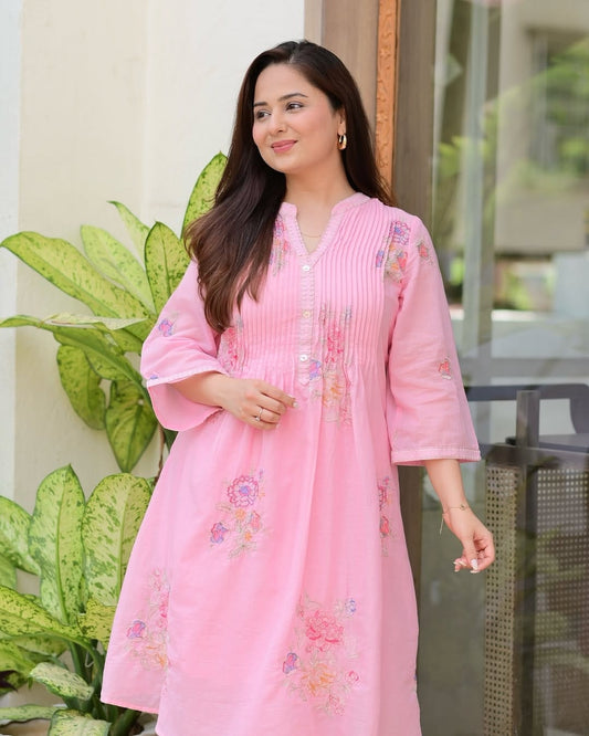 Mul Cotton A-Line Kurta Set with Palazzo – Elegant 2 Piece Set for Women, Available in 5 Beautiful Colors