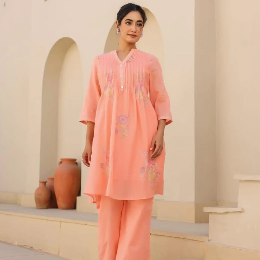 Mul Cotton A-Line Kurta Set with Palazzo – Elegant 2 Piece Set for Women, Available in 5 Beautiful Colors