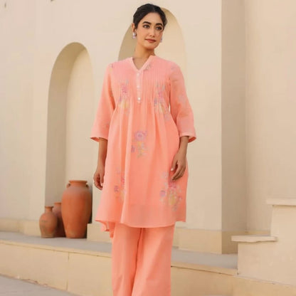 Mul Cotton A-Line Kurta Set with Palazzo – Elegant 2 Piece Set for Women, Available in 5 Beautiful Colors