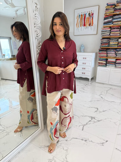 Pure Cotton Ethnic Co Ord Sets for Women, Organic Eco-Friendly Co-Ord Set for Women Style, Short Kurti Set with Plazo, Stylish Fabric COD-SET