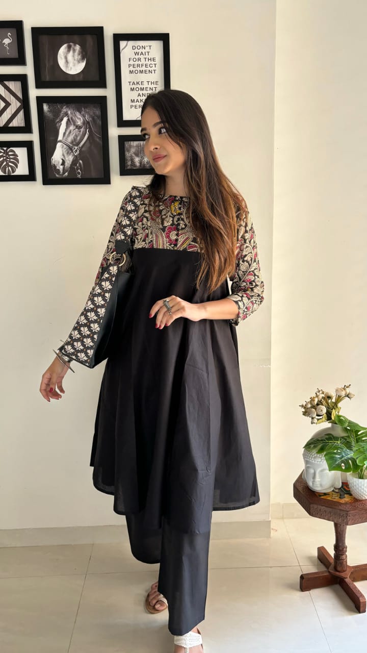 New Style Ajrakh Print Straight Kurta 3 Piece Set with Pant & Dupatta in 2 Colors – Dark Brown & Navy Blue, Indian Kurta Sets for Women, Designer Suits for Women