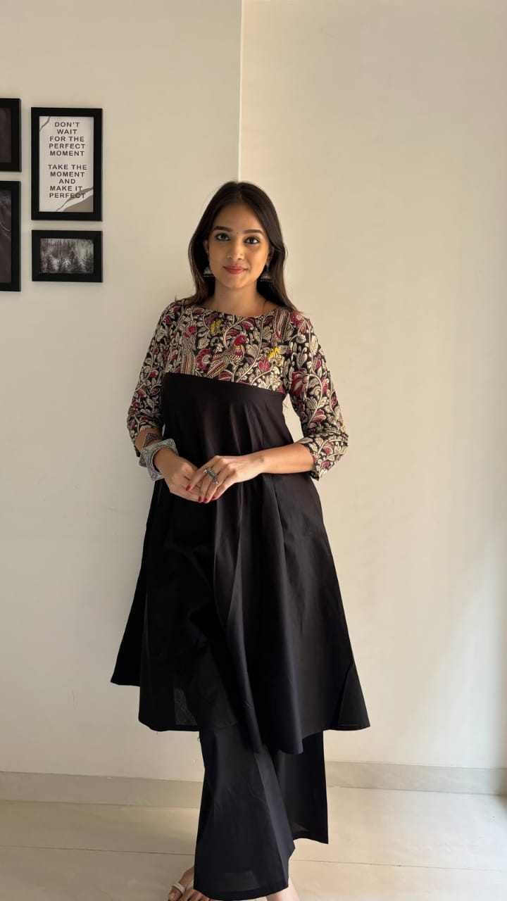 New Style Ajrakh Print Straight Kurta 3 Piece Set with Pant & Dupatta in 2 Colors – Dark Brown & Navy Blue, Indian Kurta Sets for Women, Designer Suits for Women