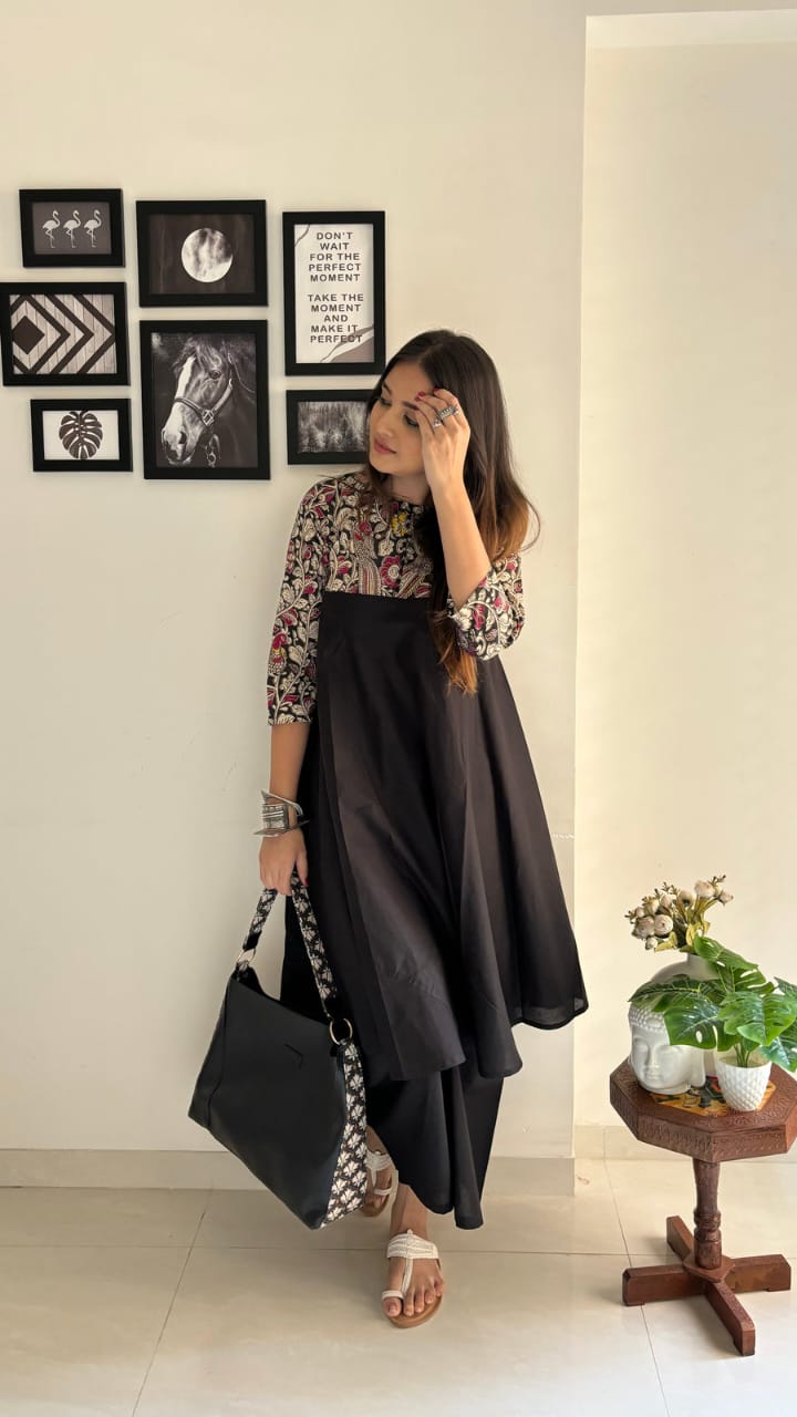 New Style Ajrakh Print Straight Kurta 3 Piece Set with Pant & Dupatta in 2 Colors – Dark Brown & Navy Blue, Indian Kurta Sets for Women, Designer Suits for Women